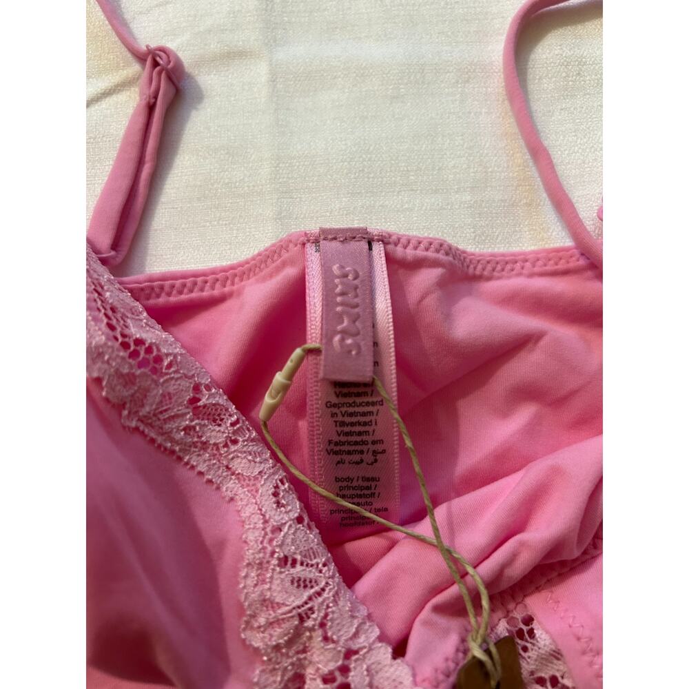 Skims NWT Fits Everybody Lace Triangle Cami Bubblegum Tonal Size Large - Picture 6 of 6